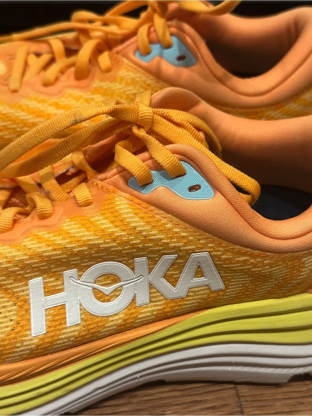 Hoka One One Gaviota 5 Men's Running Sneakers Size 7 2E Wide Solar Flare Orange